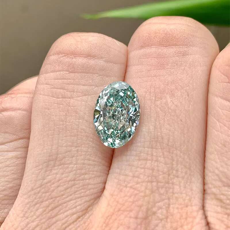 Redleaf Great Lab Diamond Oval Cut Fancy Bluish Green VS1 IGI Certified 4.7CT CVD Lab Grown Diamond