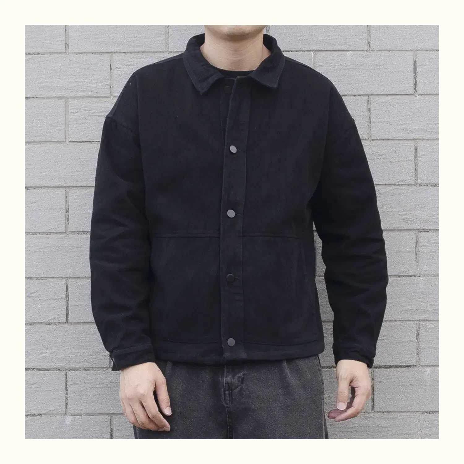 Men Denim Coat Jackets Solid Coats Turn Down Collar Full Sleeve Single Breasted Open Stitch Simple Casual Jacket Winter 2024 XJ250621