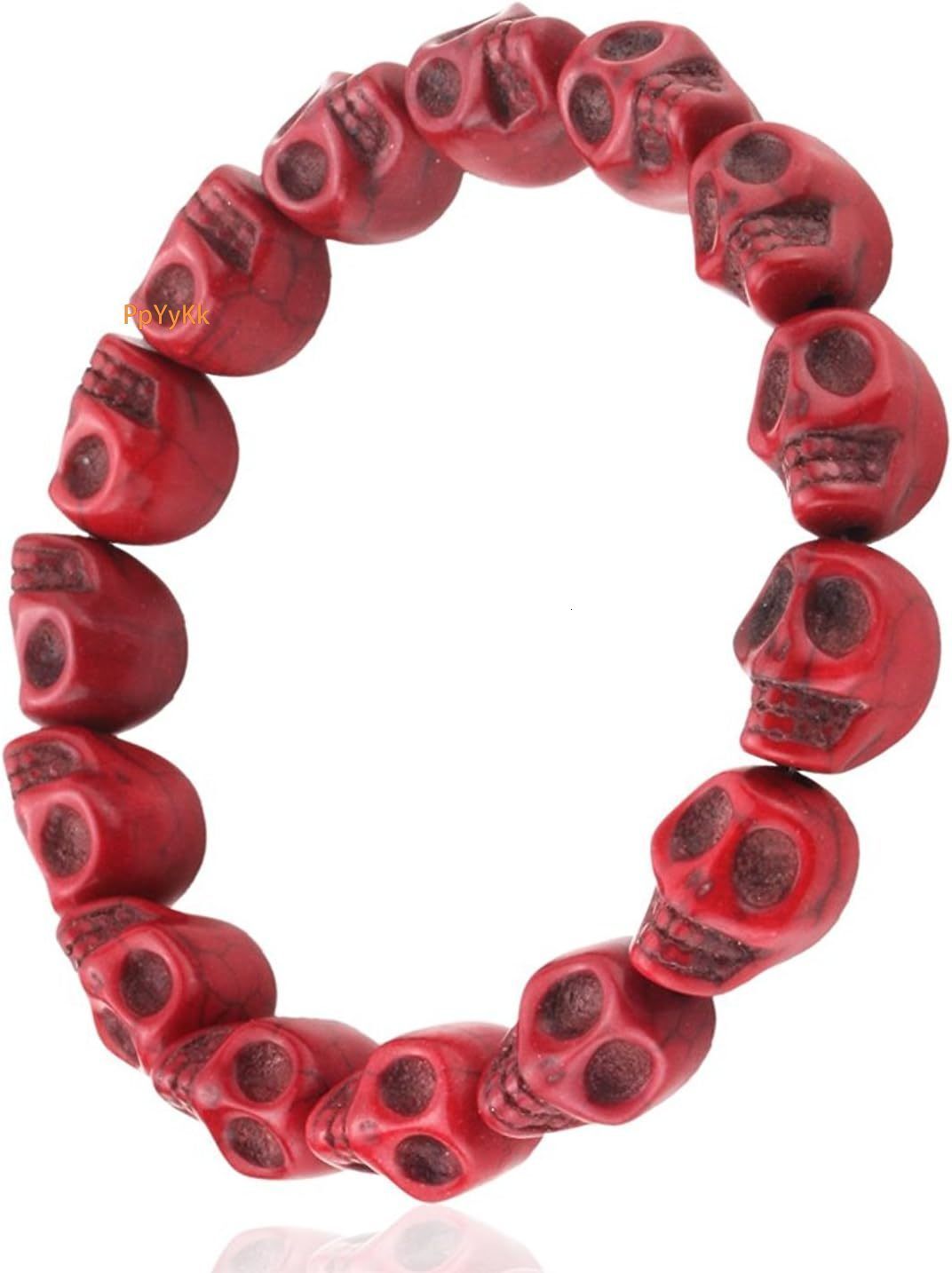 Luxury bracelet Ward Off Evil Skull Bracelet Energy Howlite Synthetic Turquoise Skeleton Tibetan Prayer Bead Mala Bracelet for Men Women