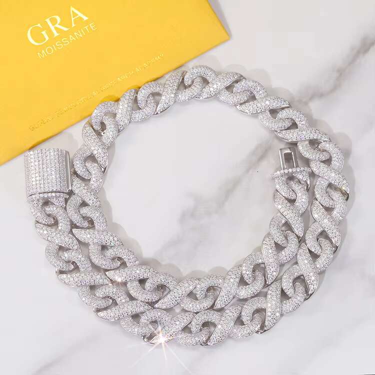 RTS Hot-sale 9mm 13mm Infinite Diamond Chain Necklace S925 Silver VVS Moissanite Cuban Link Fine Jewelry Necklaces for Men Women