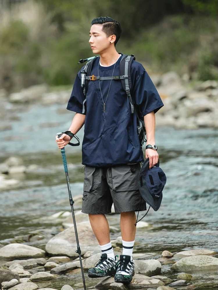 Mens Cargo Shorts Black Loose Quickly Do with Zipper Male Short Pants Nylon Casual Y2k Cotton Wide Clothing Comfortable New In W250621