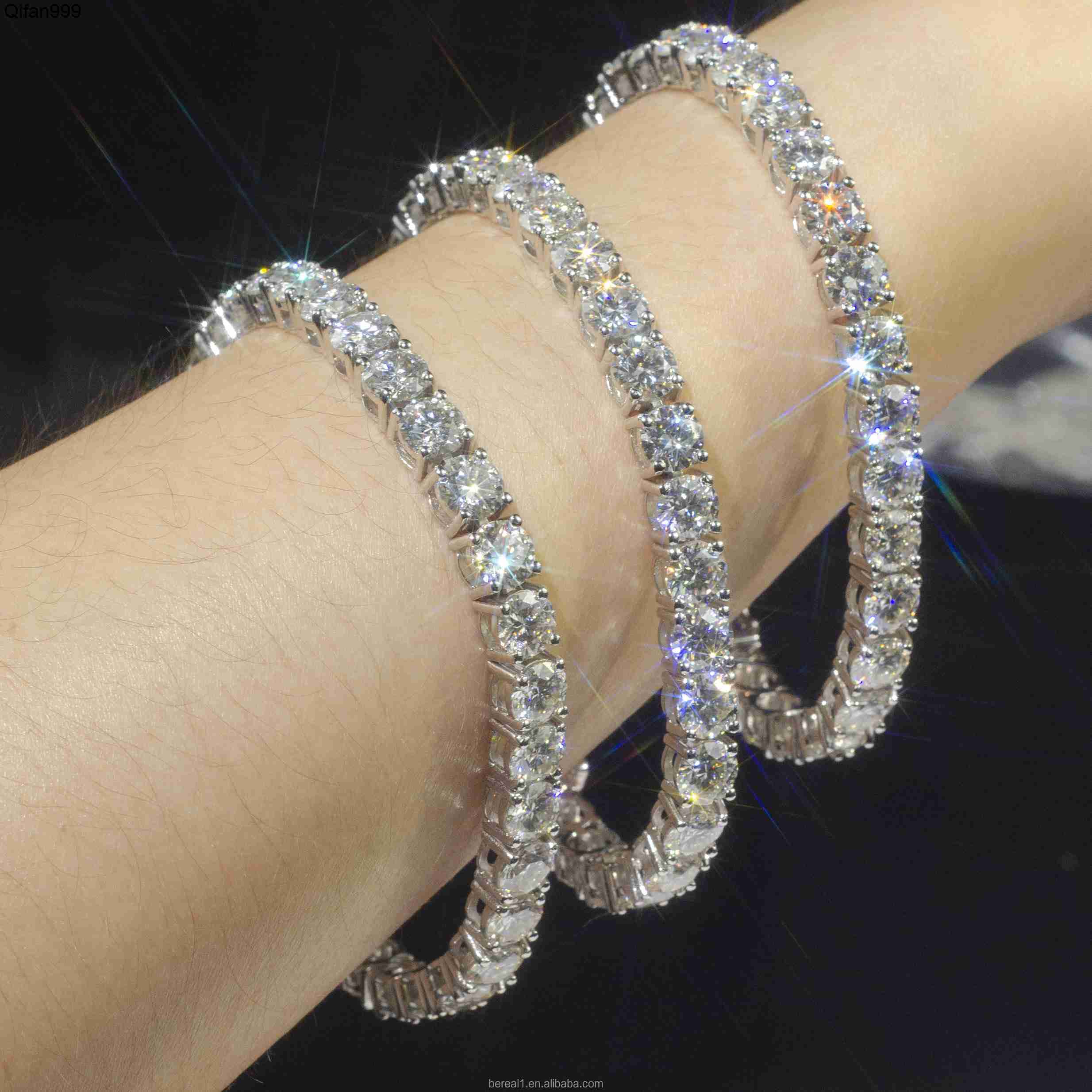 Factory Wholesale VVS Moissanite Iced Out Diamond Real Gold Custom Tennis Chain Bracelet 6mm 7mm 8mm 9mm White Gold 10K 14K Gold