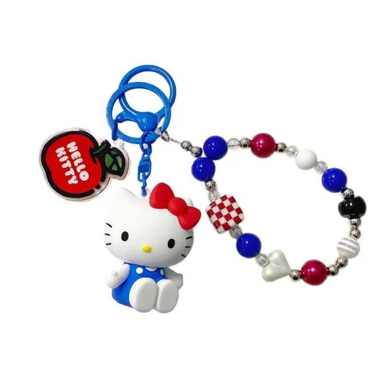 Sanrio Hello Kitty Beaded Keychain Cute Cartoon Charm for Keys Bags Purse Backpack 3D Acrylic Pendant Gift for Girls Accessoriesw250612