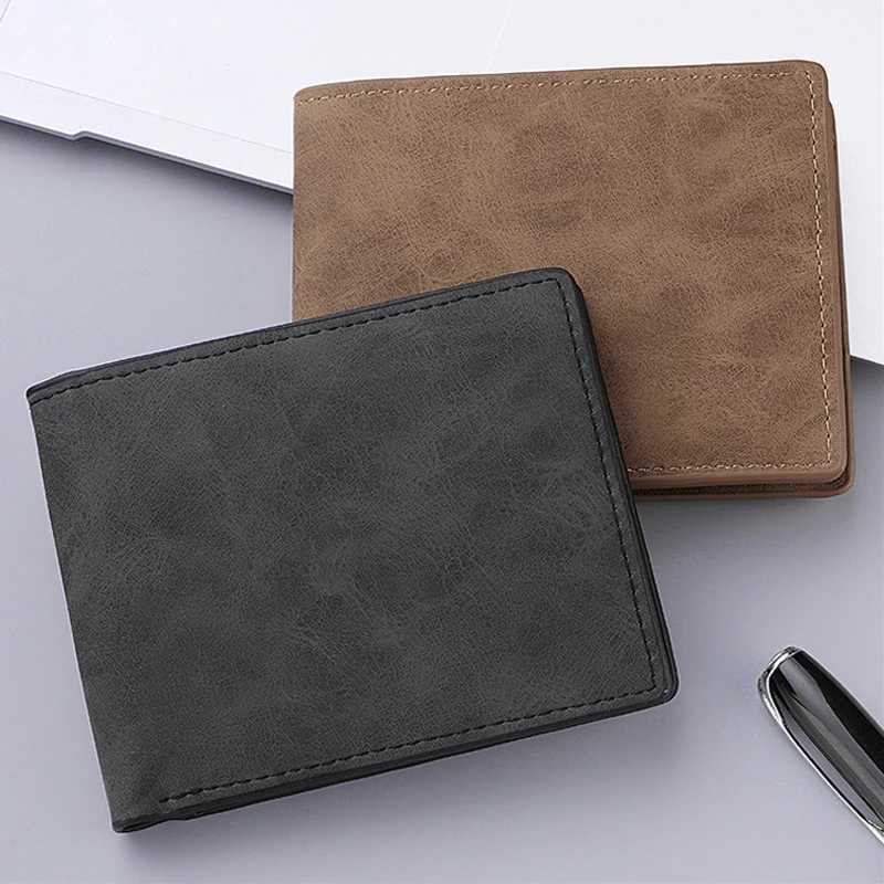 Mens Genuine PU Leather Wallet - Short Vintage Zipper Design with Money Clip Soft Business Wallet for Students Z250621