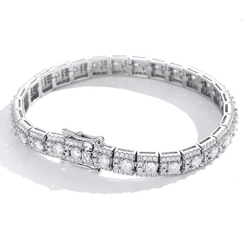 Luxury Version Men Women 925 Sterling Silver Moissanite Diamond Bracelet Full Diamonds High-End Accessible