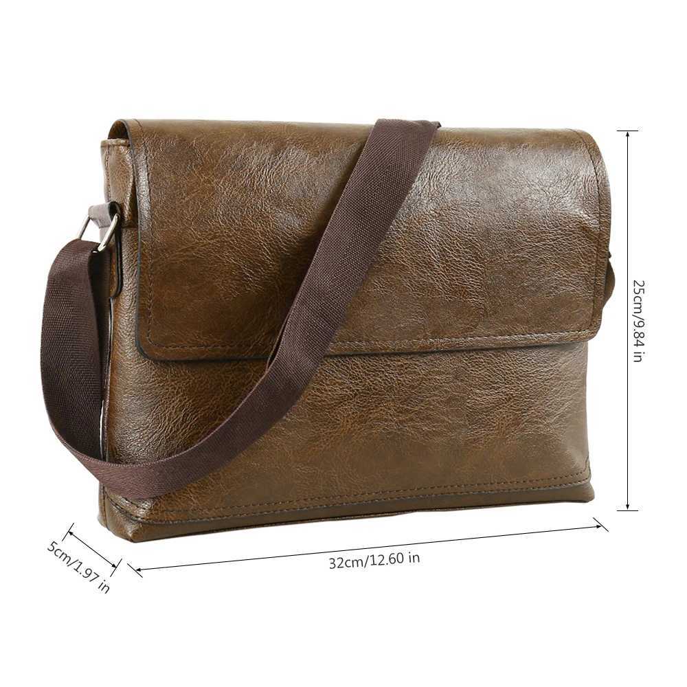 Mens Shoulder Bag PU Leather Adjustable Suspender Crossbody Bag Large Capacity Business Flap Messenger Bag Fashion Travel Bag Z250621