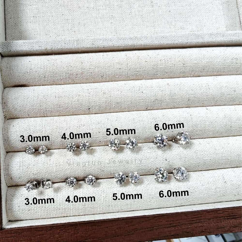 Wholesale 3MM/4MM/5MM/6MM S925 Silver Six Claw Earrings 18K Gold Earrings D Color Vvs Moissanite Women Earrings
