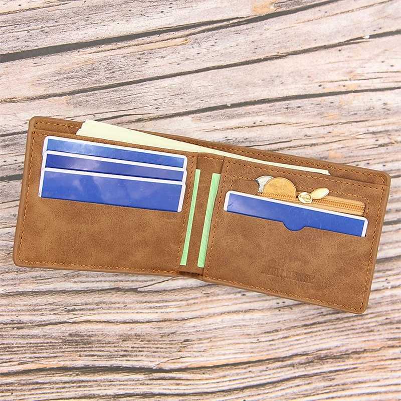 2021 New Mens Wallet Short Multi-card Coin Purse Fashion Casual B Wallet Male Youth Thin Two-fold Horizontal Soft Wallet Men Pu Z250621