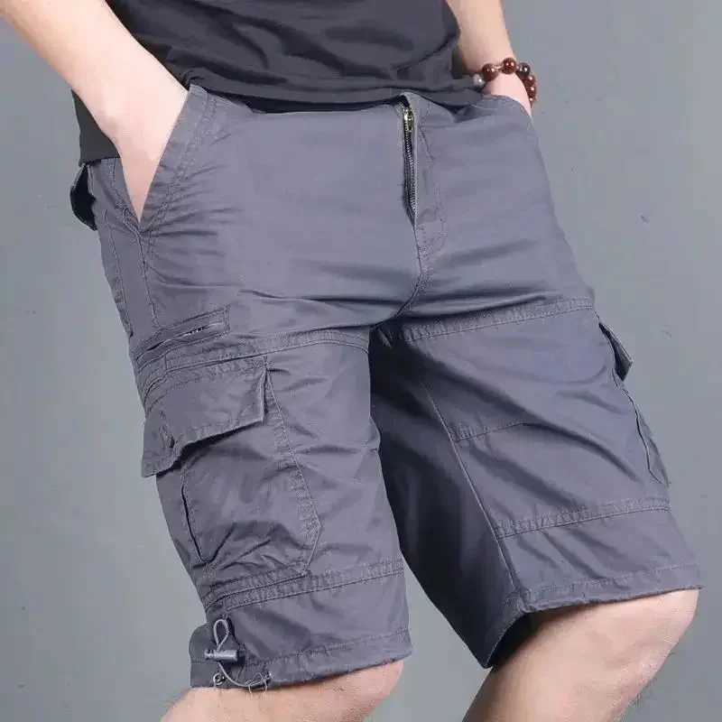 Mens Cargo Shorts Multi Pocket with Zipper Male Short Pants Hiking Beautiful Popular Cotton Clothes Luxury Summer Jorts New In W250621