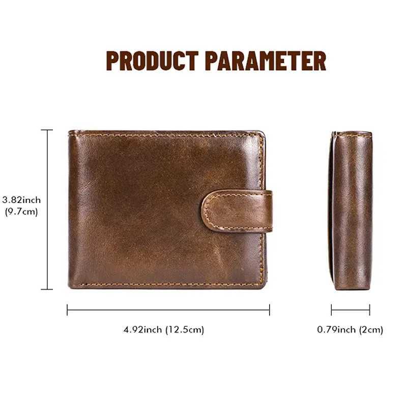 Top Hasp Leather Mens Wallet with Coin Pocket First Layer Cowhide Leather Z250621
