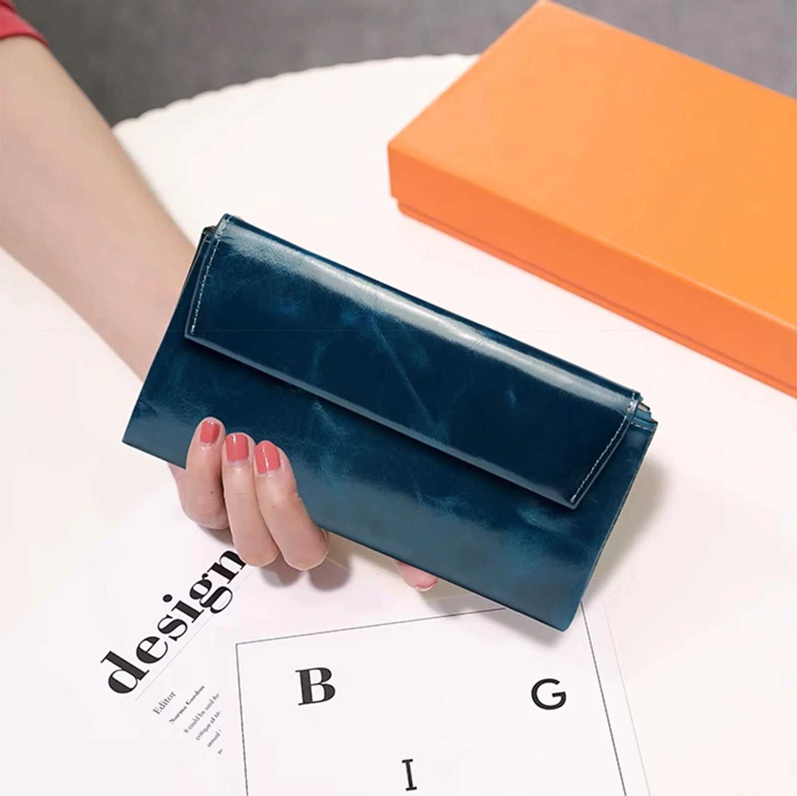 Women Genuine Leather Multi Card Slot Oil Wax Cowhide Long Small Cowhide CAsh Coin Purse Women Wallet Z250621