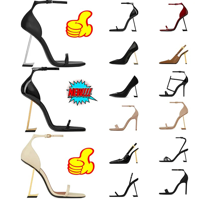 Designer heels OPYUM High Heels Women Open Toe Stiletto Heel Classic Metal Letters Sandal Fashion Stylist Shoes Dust BABYLONE MULES Designer womens shoes u351