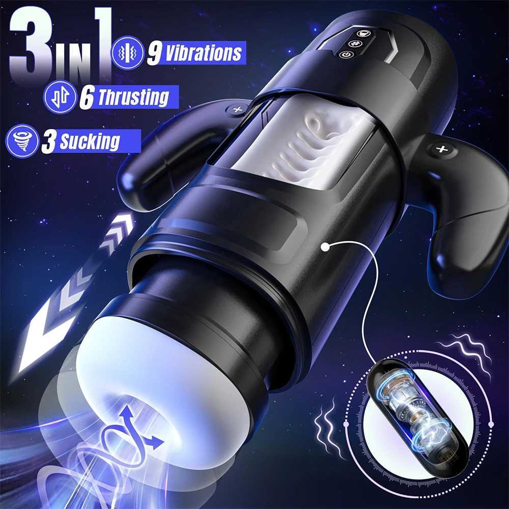 Male Masturbator Cup With 6 Thrusting 3 Sucking And 9 Vibration Modes With Heating Pronunciation Gamepad Sex Toys for Men W250621