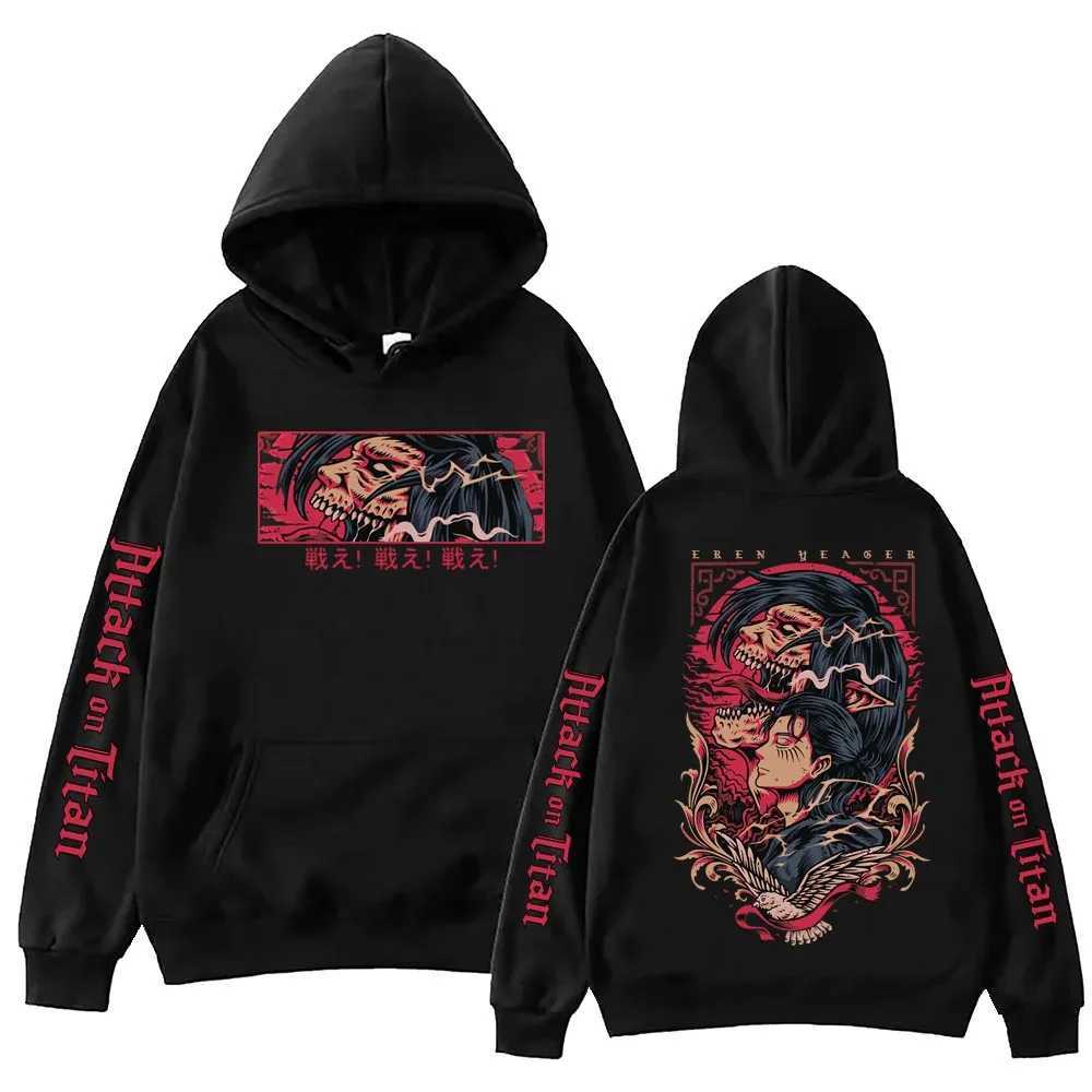Anime Attack on Titan Eren Hoodie Harajuku Pullover Tops Men Women Sweatshirt Fans Gift XJ250621