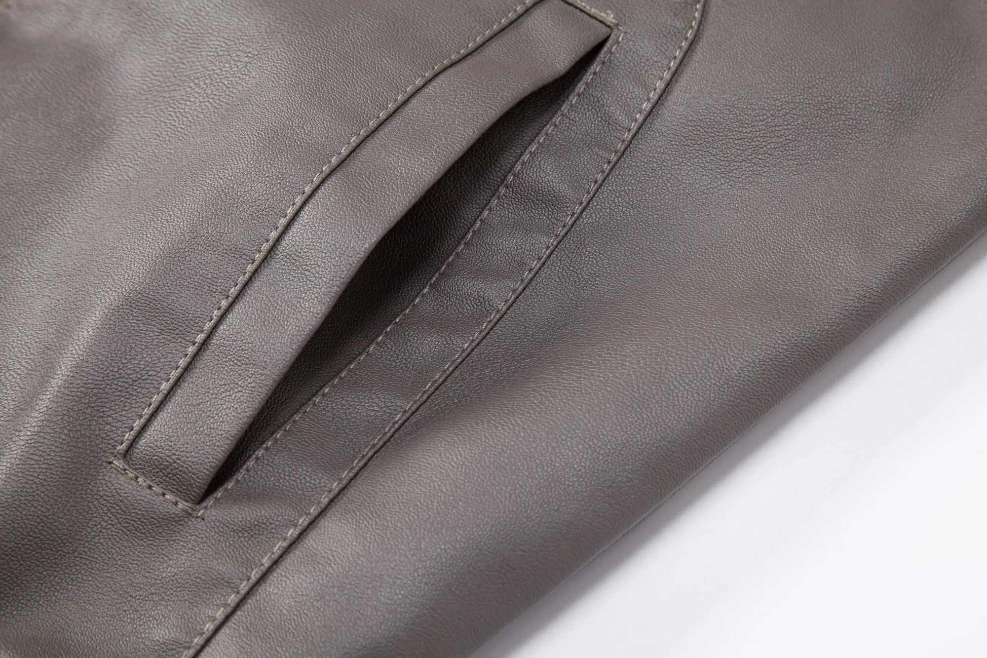 TRAF Autumn and Winter New Hooded Leather Mens Plus Fleece Thickened Slim Motorcycle PU Leather Youth CoatXJ250621
