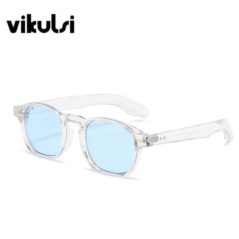 Retro Rice Nail Square Sunglasses Women Men Luxury Brand Transparent Blue Sun Glass Man Unisex Ocean Lenses Shades Oculos De Sol W250621