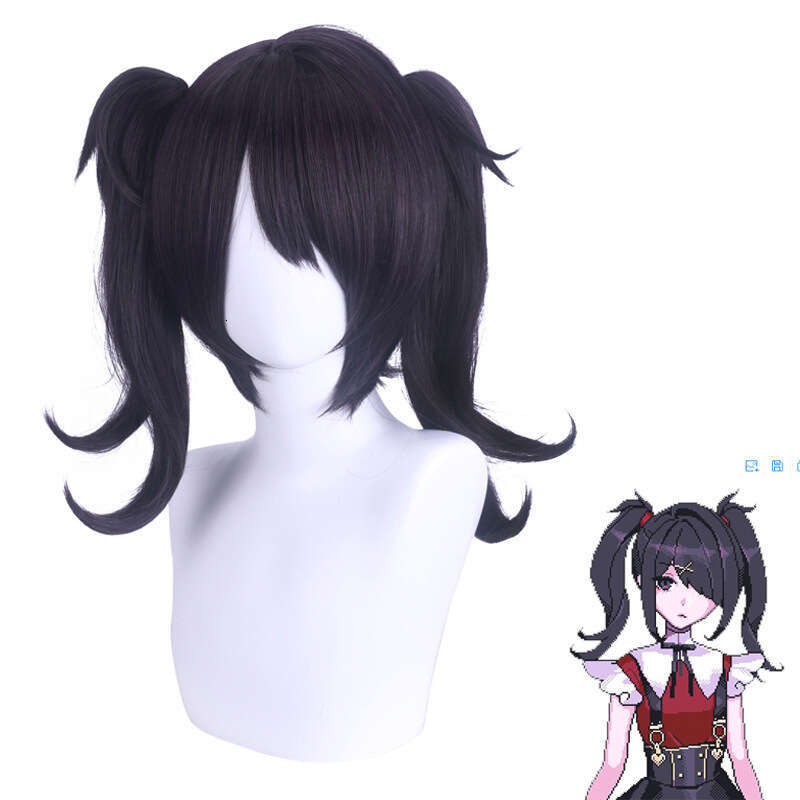 Anime Streamer Girl Heavy Dependence Super Tian Jiang Tang Black Double Ponytail Cosplay Wig
