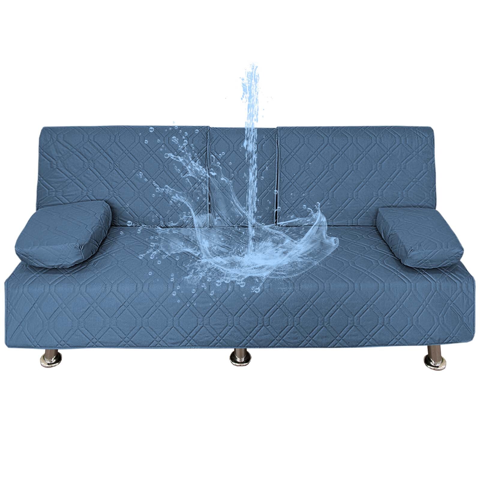 4-piece Waterproof Bed Mattress 3-seater Foldable Sofa with Cup Holder Futon Cover Cushion Set hot-sale products