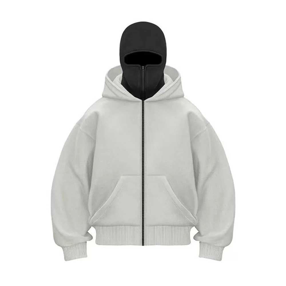 2K Fashion Double-Caps Hoodie Men Women Zipper Hooded Sweatshirts Solid Color Fleece Hoodies Spring Autumn Mens Clothing XJ250621