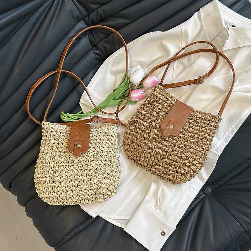 New Summer Grass Woven Bag for Women Beach Crossbody Bag Designer Shoulder Bag Small Flap Purses and Handbags XJ250620