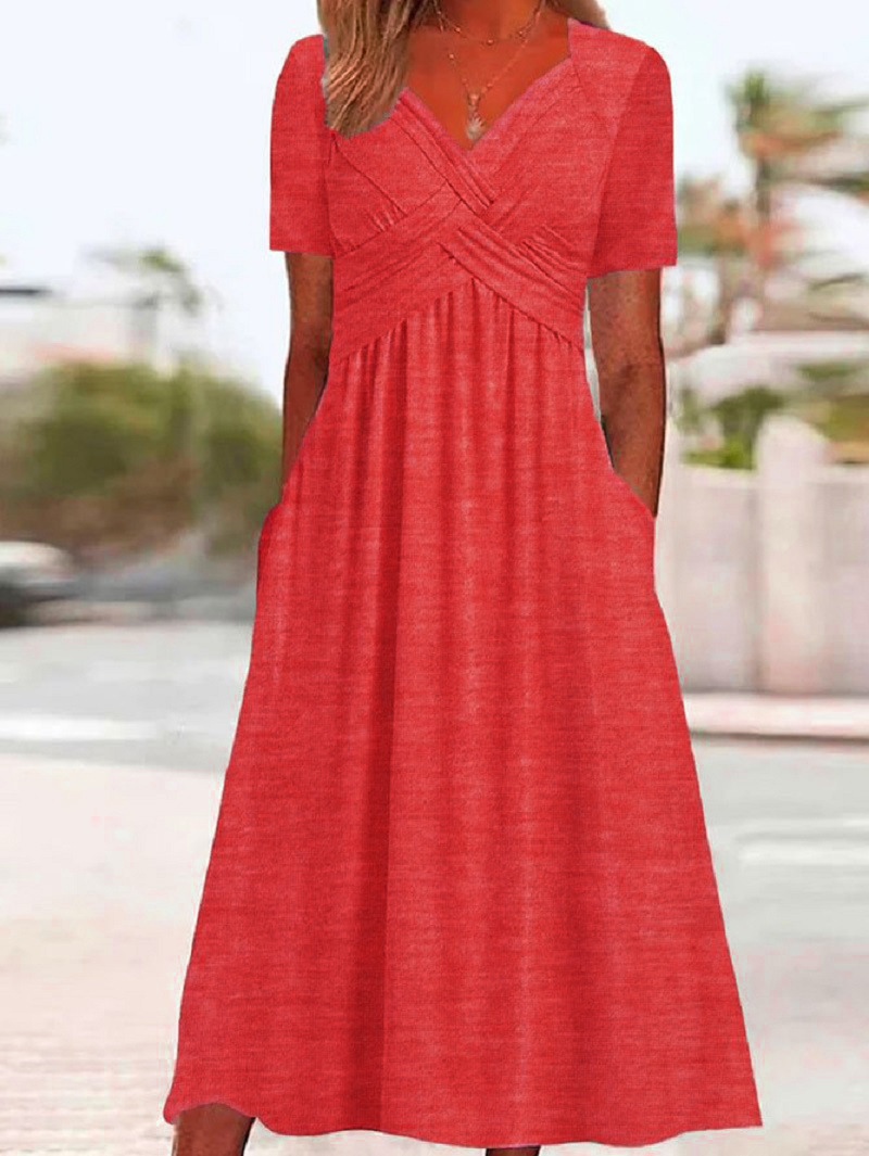 X6212Summer new short-sleeved dress European and American women's clothing women's clothing personality dress