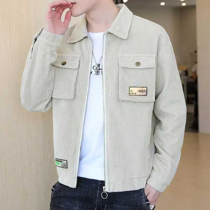 Mens Jacket Spring and Autumn Korean Style Trendy Corduroy Workwear Jacket Mens 2021 New Student Clothes XJ250621