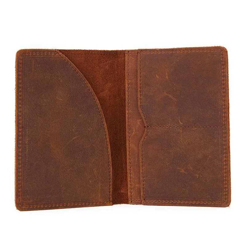 Genuine Leather Crazy Horse Passport Cover Men Wallet ID Case Vintage Male Passport Holder for Men Slim Document Z250621