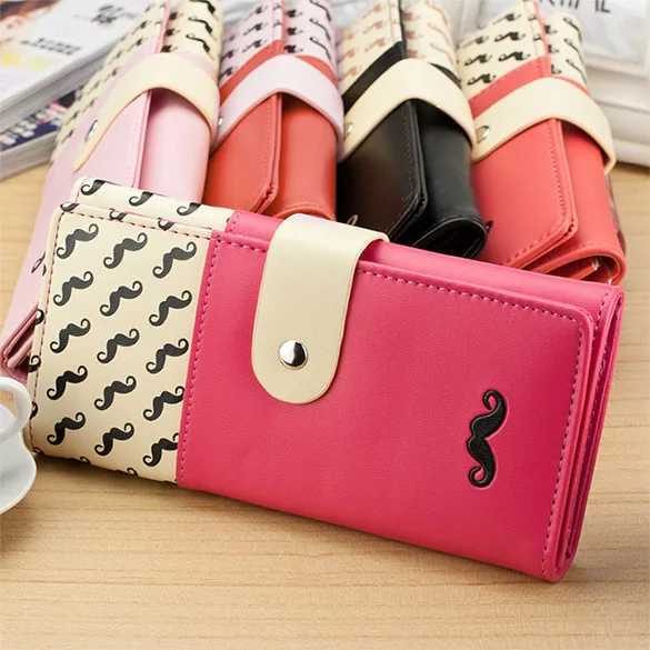 Womens Fashion Beard Wallet PU Leather Long Purse ID Cards Holder Handbag For Best Gift Z250621
