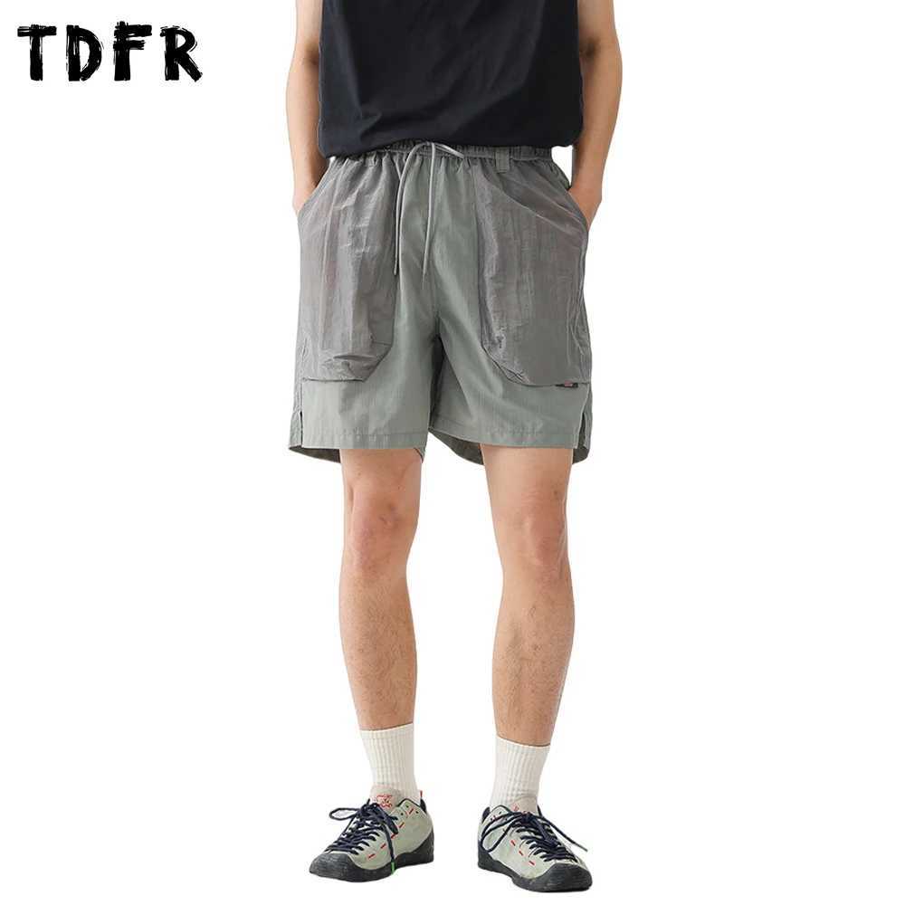 Patchwork Pocket Cargo Shorts Mens Summer Safari Style Elastic Waist Loose Wide Leg Quick Dry Shorts Men W250621