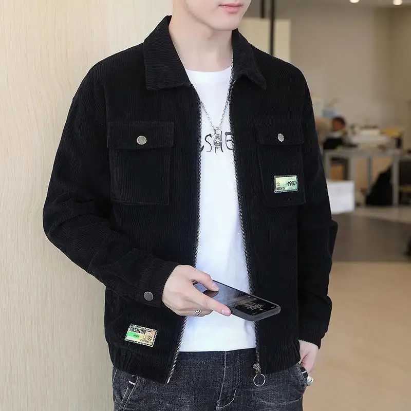 Mens Jacket Spring and Autumn Korean Style Trendy Corduroy Workwear Jacket Mens 2021 New Student Clothes XJ250621