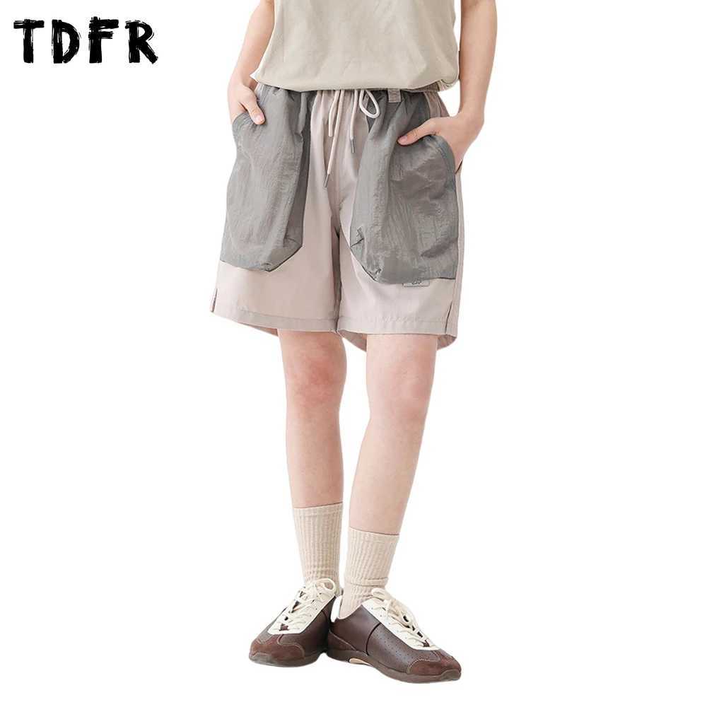 Patchwork Pocket Cargo Shorts Mens Summer Safari Style Elastic Waist Loose Wide Leg Quick Dry Shorts Men W250621