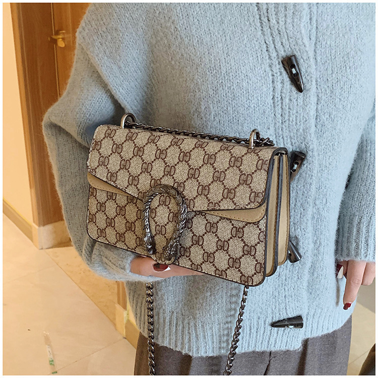 Free Shipping Designer Bag 2025 New Fashion Retro Printed Mini Shoulder Wide Chain Luxury Bag Women's Bag