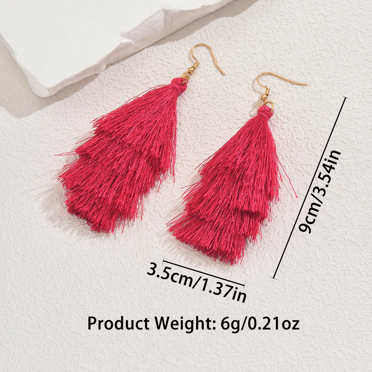 Style Women's Earrings Personality Handmade Woven Design Tassel Studs Versatile Ear Jewelry