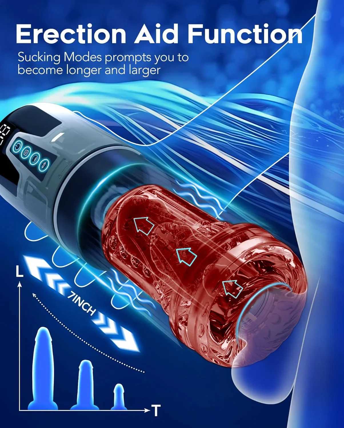 KUSHOR 4in Automatic Male Mastubator LCD Masturbation Cup with 7 Sucking Thrusting Rotating Modes Pocket Pussy Man Sex Toys W250621