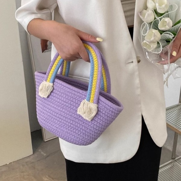 Free Shipping Designer Bag New Niche Design Luxury Bag Tote Bag Fashion Handbag Cotton Thread Rainbow Bag Baby Full Moon Wedding Favor