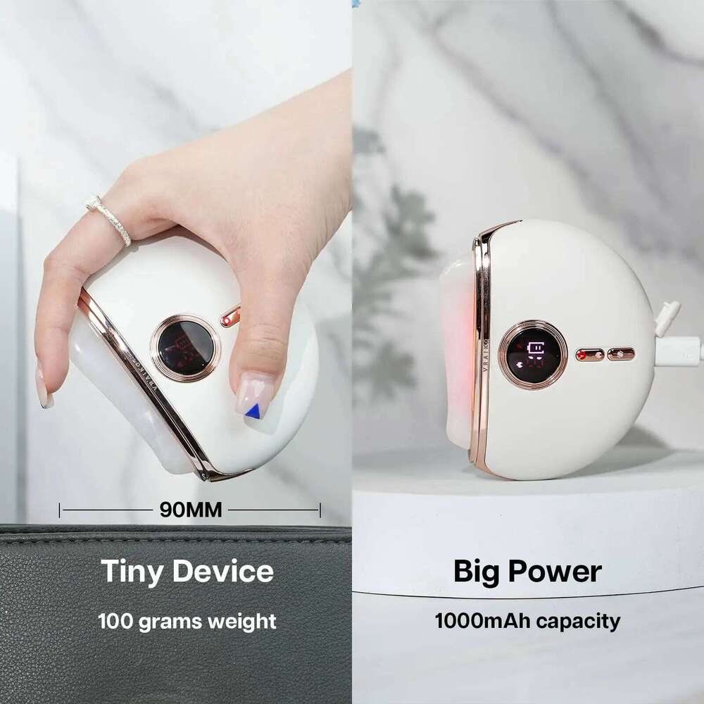 VRAIKO LED Device, Jade Stone Gua Sha Facial Tool With Heat And Vibration, Face Massager For Anti-Aging Wrinkles Puffine