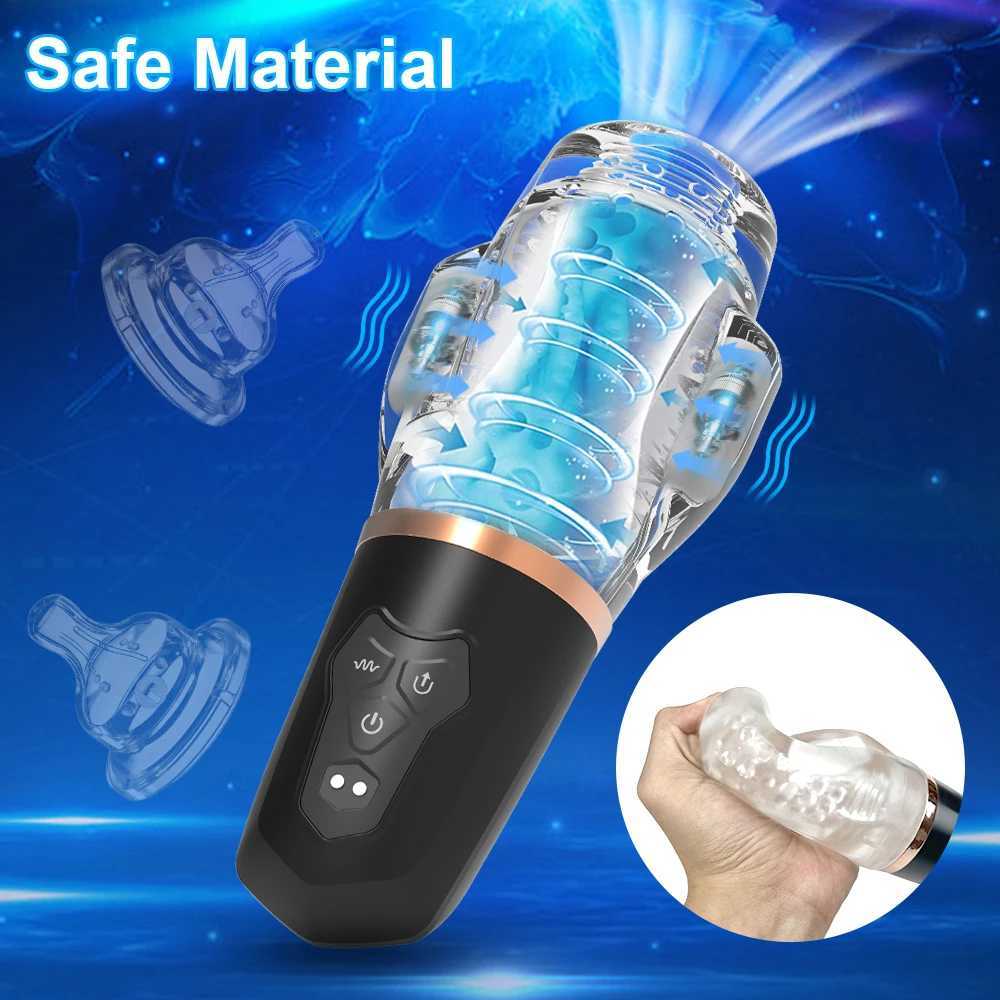 Sucking Vibrating Male Masturbator Real Oral Machine Sex Glans Trainer Penis Vibrator Pocket Pussy Real Vagina Sex Toy for Men W250621