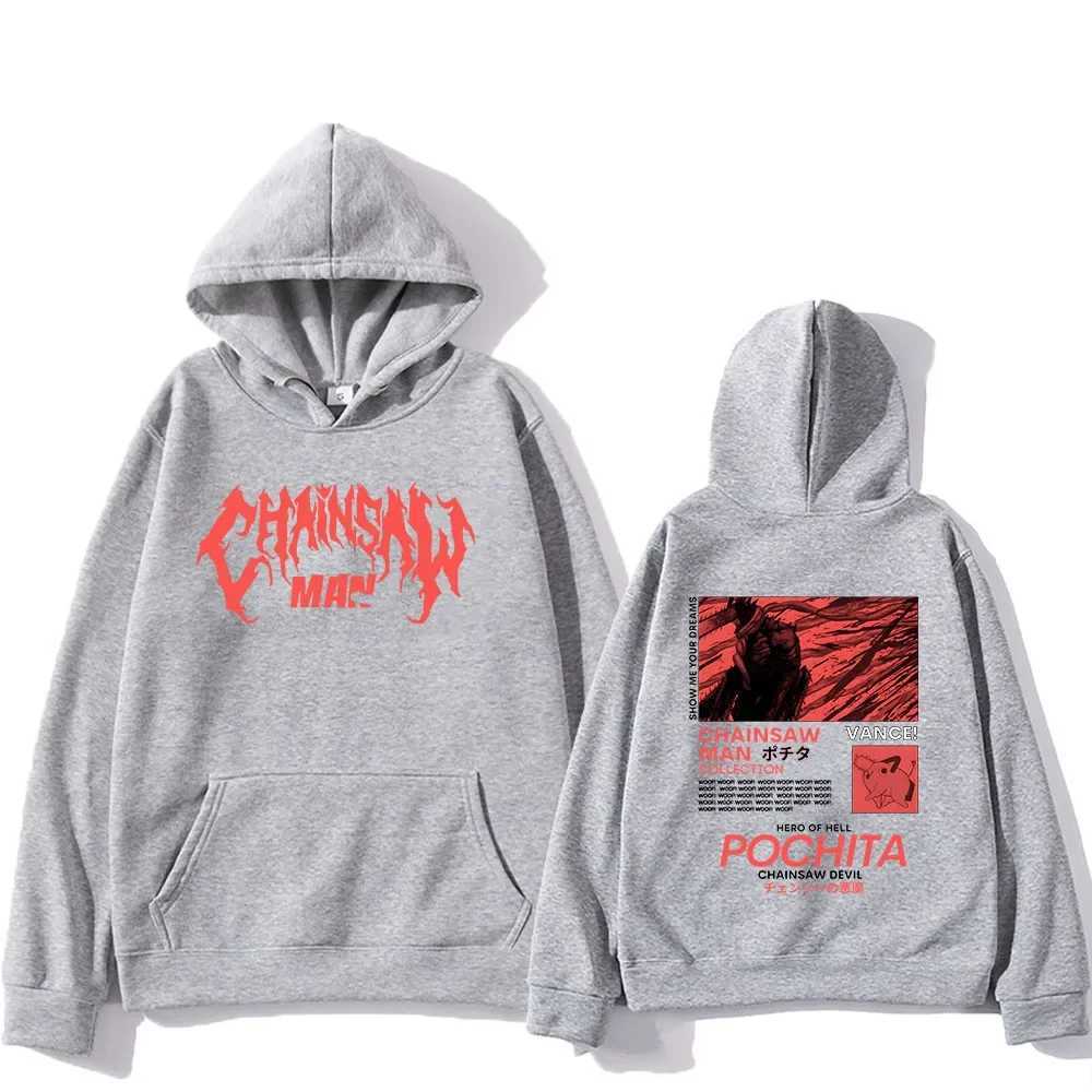 Mens Popular Chainsaw Hooded Sweatshirt Printed Hoodie Long Sleeve New Top Cartoon Print Gothic Streetwear 2024 XJ250621