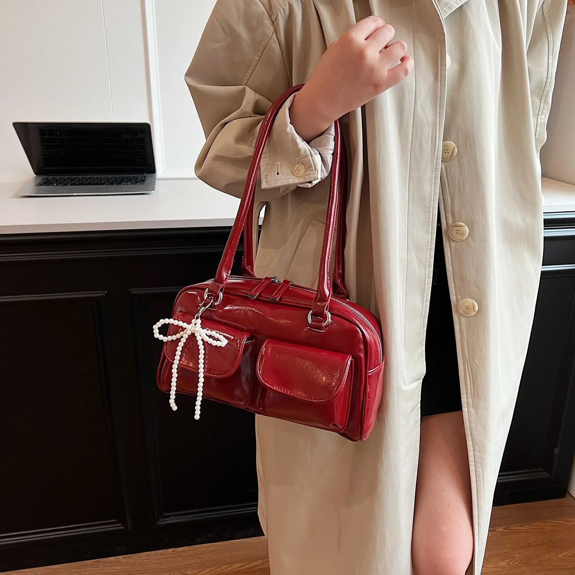 2025 Burgundy New Trendy and Niche Design Single-Shoulder Underarm Bag for Commuting Tote Bag XJ250620