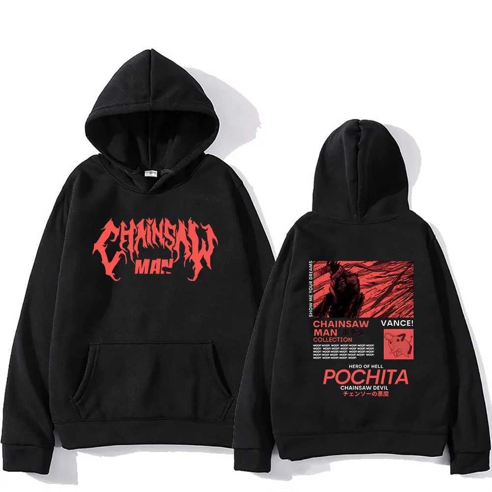 Mens Popular Chainsaw Hooded Sweatshirt Printed Hoodie Long Sleeve New Top Cartoon Print Gothic Streetwear 2024 XJ250621