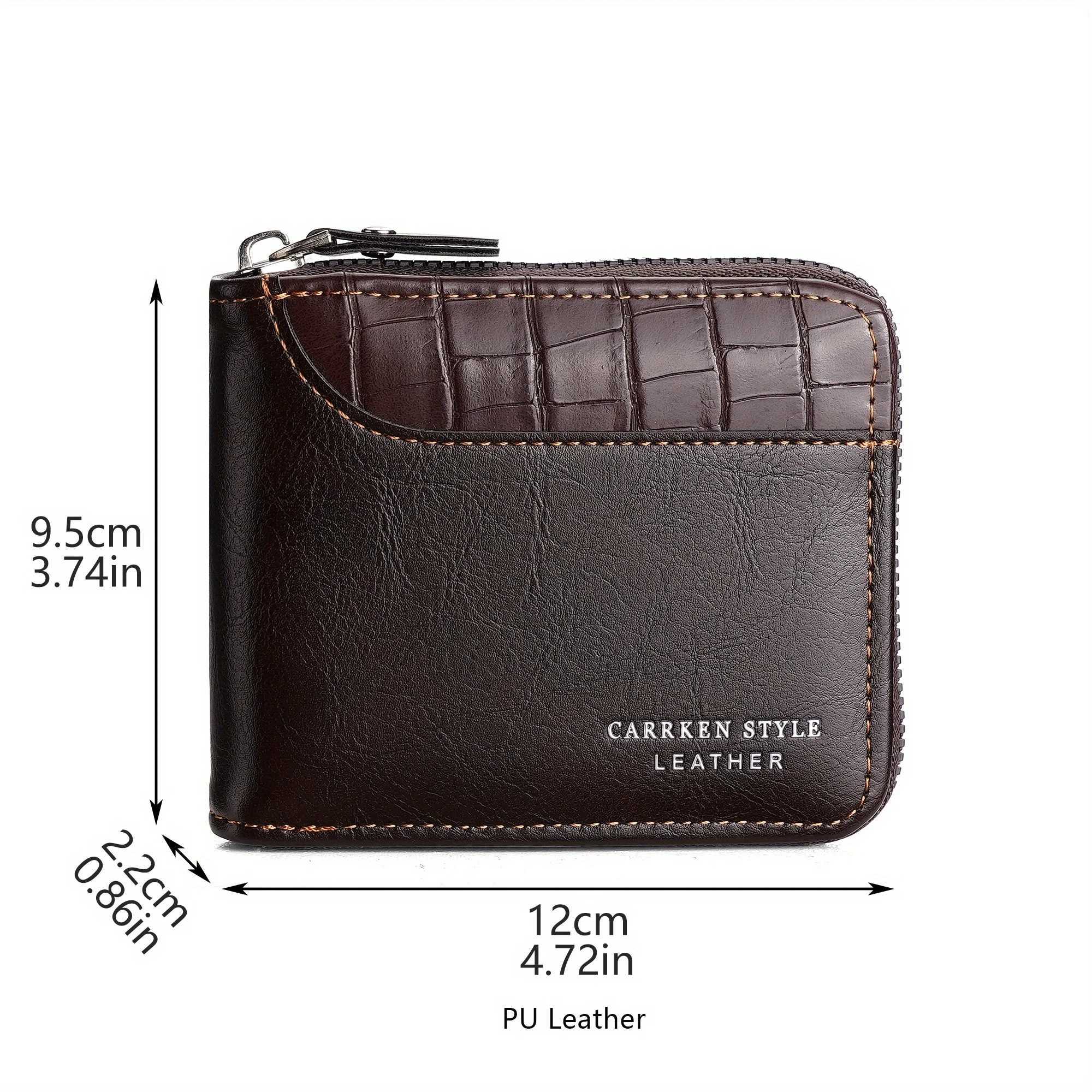 Multifunctional Large Capacity Card Holder with Crocodile Pattern Zipper Closure and Stitching Men Fashion Wallet Trifold Purse Z250621