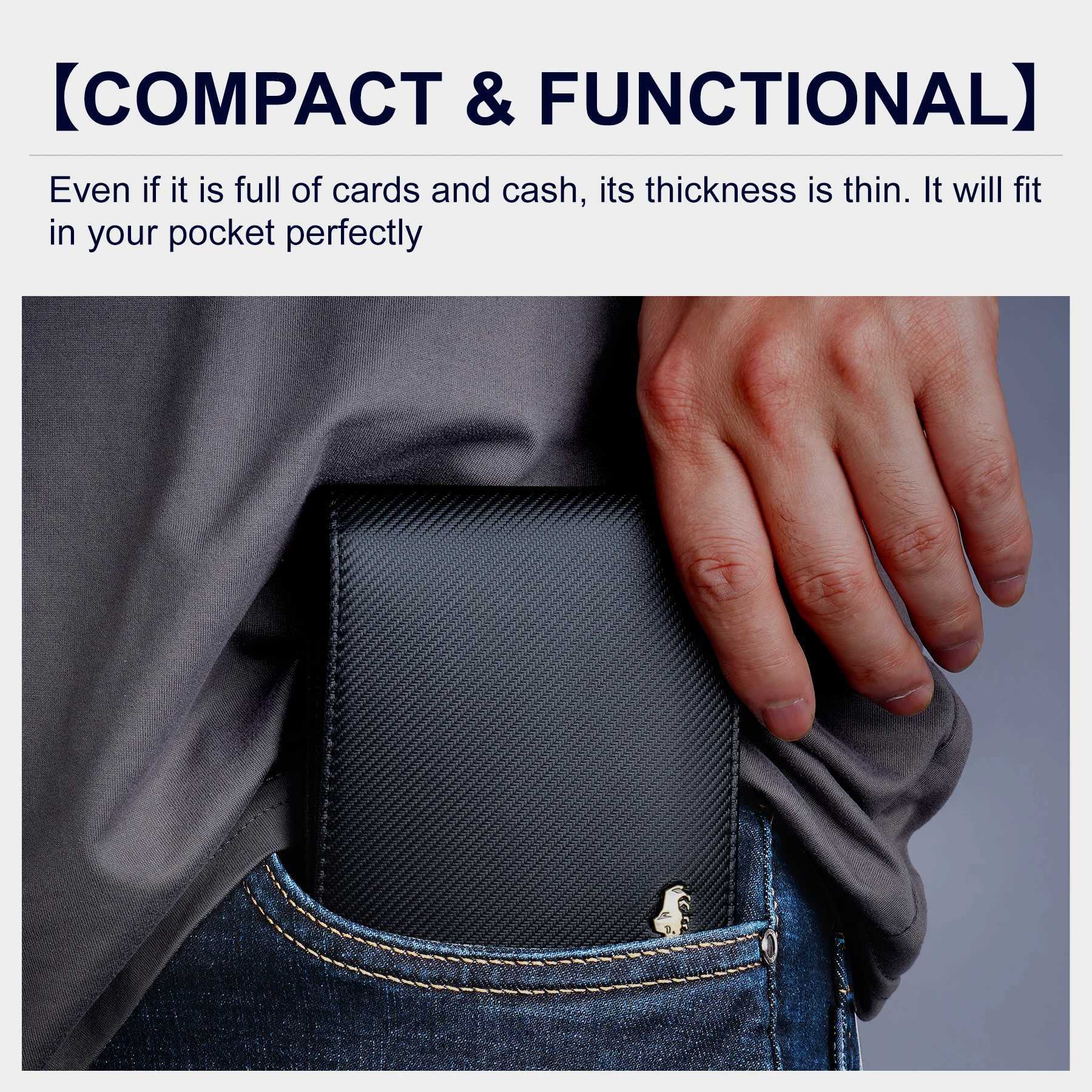BISON DENIM High Quality Carbon Fiber Men Wallet RFID Blocking Card Holder Short Wallet Best Gift for Boyfriend Husband Father Purse Z250621
