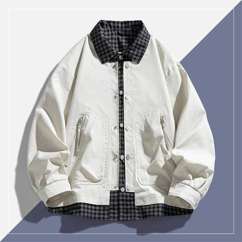 Mens Spring Autumn Outdoor High Quality Fake Two-piece Windproof Breathable Jacket Comfortable Multi-functional Trendy Coat XJ250621