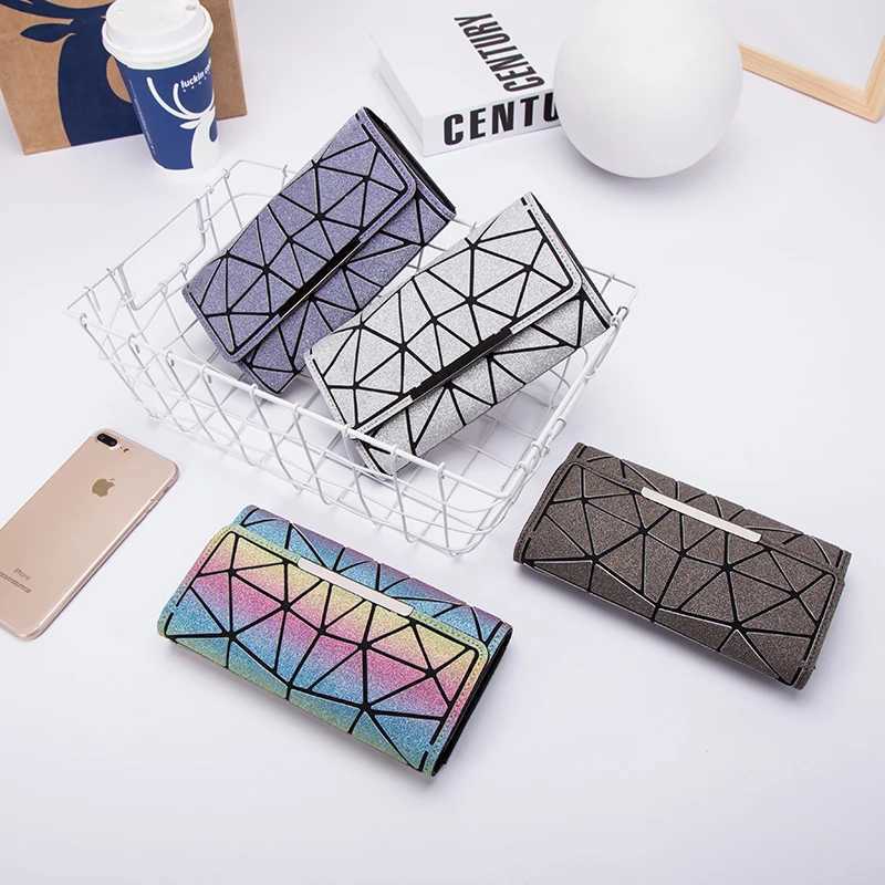 Purse bag Geometric Wallet womens Long Clutch Wallets Money Bag Three Folds Wallet Ladies Card Holder carteira portfel Z250621
