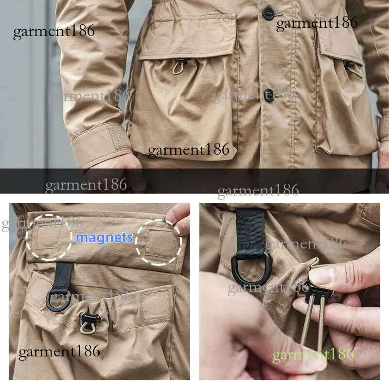 Safari Jacket Men Tactical Windbreaker Outdoor Multi-pocket Vintage Casual Coats Spring Autumn Army Camo Ameki Hunter 9df