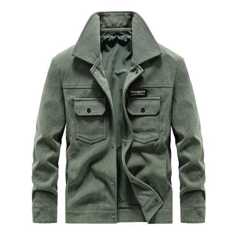 2025 Mens Fashion Casual Jacket Spring Autumn Mens Military Corduroy Jacket Multi-pocket Tactical Coats Male Lapel Workwear XJ250621