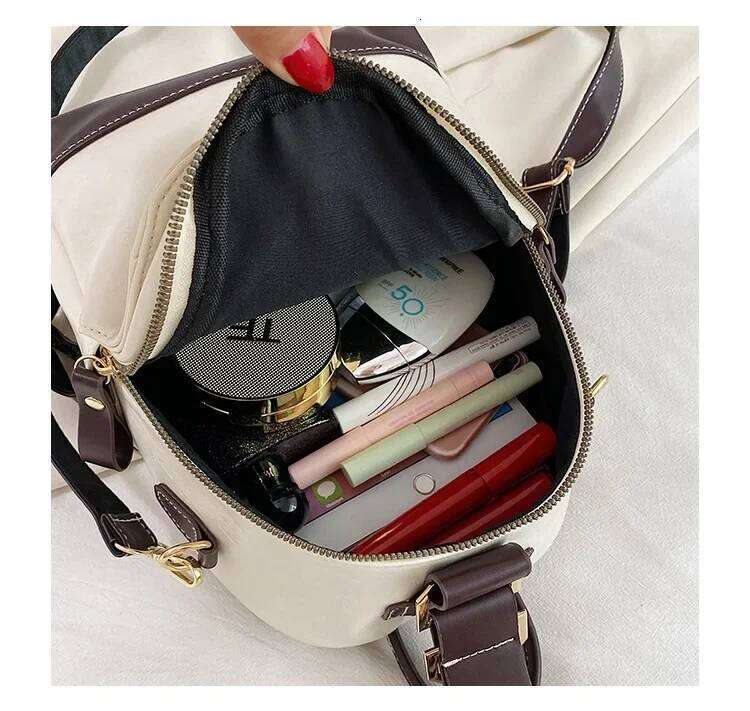 Vintage Patchwork Women Backpack Small Design Female Shoulder Bag Ladies Totes PU Leather Schoolbag Backpacks Bagpack