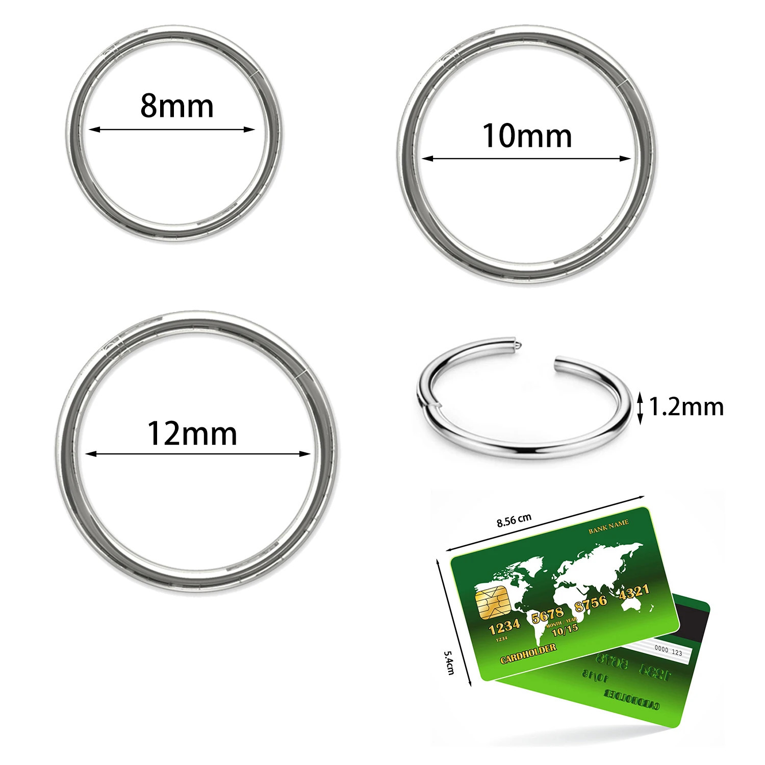 1.2mm Septum Piercing Steel Clicker Hinged Segment Ring Goth Nose Hoop Earrings Lip Ear Cartilage Helix Piercings 1Pcs 250617