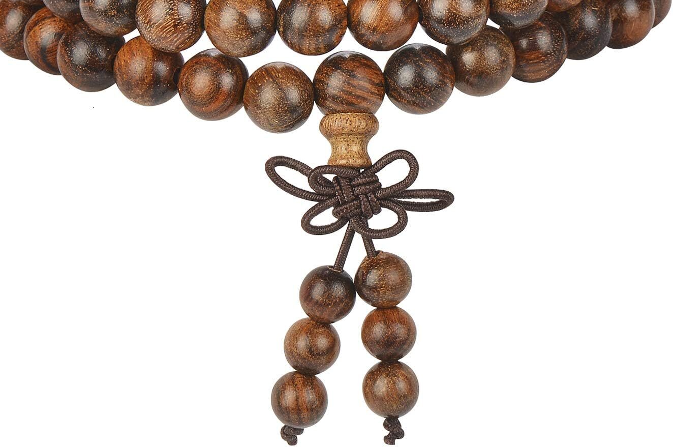 Buddhist Consecration Beads Bracelet Attract Prosperity Ward Off Evil 108 8mm Prayer Meditation Sandalwood Elastic