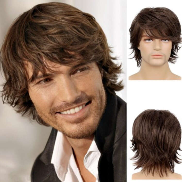 Hot Selling New Medium Length Long Fashionable Fluffy Men's Curly Hair